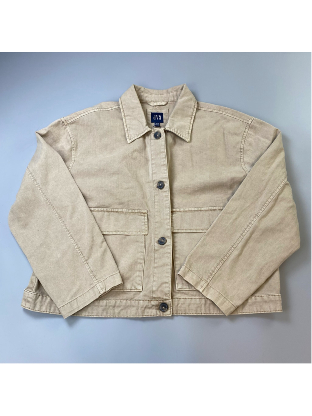 GAP Jacket XL Tan Cropped Collar Cotton Granola Neutral Utility Minimal FLAW